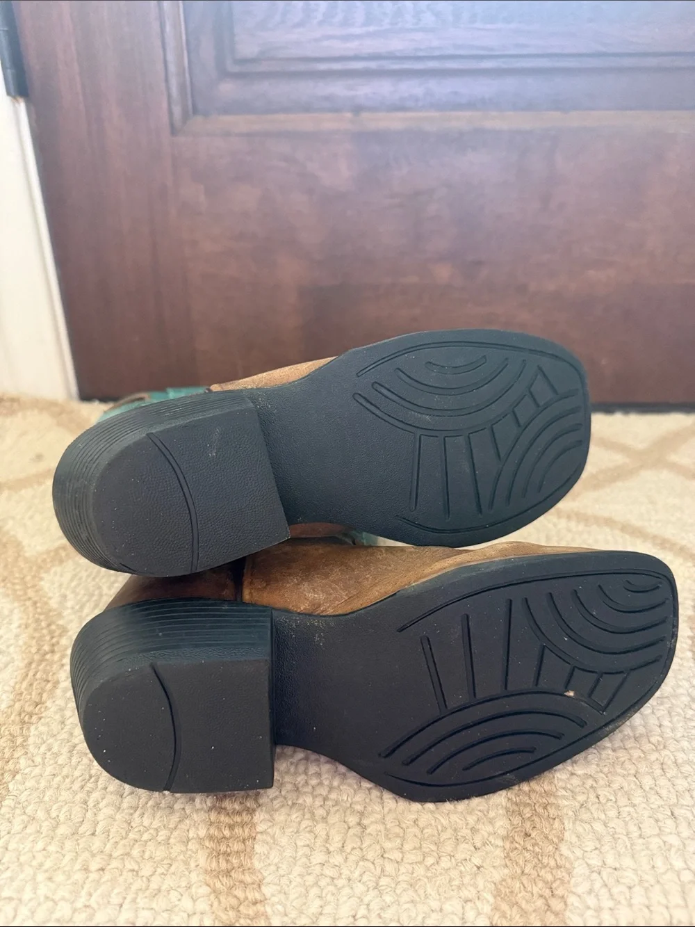 Kids Teal & Brown Western Pull-On Cowboy Boots
